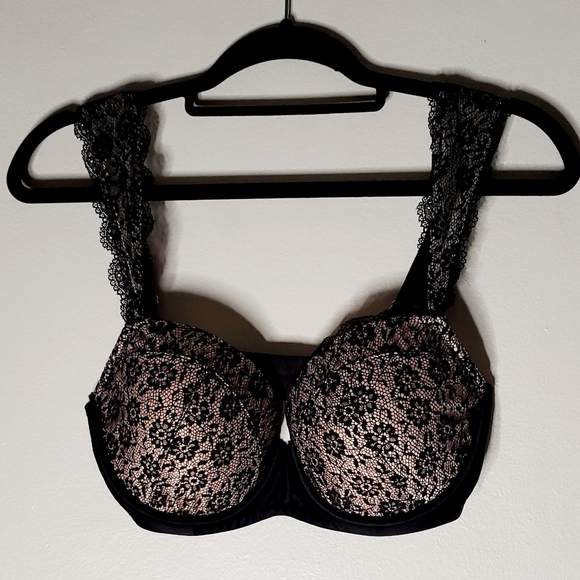 Victoria's Secret Lace Black& Blush linning Sz 34DD Lace Strap Adjustable - Picture 5 of 6